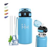 Gourde Isotherme- 500ml- Gourde Enfant, sans BPA, Bouteille Isotherme, Anti Fuite, Gourdes avec Paille, avec Verrou de Sécurité, Double Vide, Bouteille d'eau pour École, Bureau, Camping, Café