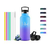 Gourde Isotherme, 500ML Sans BPA, Bouteille Isotherme, Résistant Aux Fuites, Brosse De Nettoyage Pour Pailles, pour Études, Yoga, Petite Randonnée