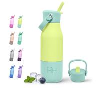 Gourde Isotherme 700ml, Bouteille avec Manchon en Silicone, Bouteille d'eau Réutilisable, Gourde Inox avec Paille pour l'École, Bureau, Extérieur, Camping, Voyage