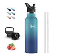 Gourde Isotherme, 750 ml Gourde Paille, Gourdes Inox, Anti Fuite, Gourd Metal, Double Isolation, Gourdes Sport, Avec Poignée, Gourd sans Bpa, Bouteille d'eau pour Randonnée, Voyage, Camping, Aptitude