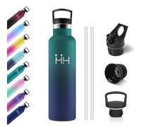 Gourde Isotherme 750ml, Bouteille Isotherme en Acier Inoxydable, Gourde Inox avec Paille, Bouteille d'eau sans BPA, Gourde Reutilisable pour l'École, Bureau, Extérieur, Camping, Yoga, Alpinisme