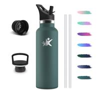 Gourde Isotherme avec Paille, 750ml Bouteille d’Eau Filtrante Sans BPA | Gourde 2 Pailles, Restent une Température Jusqu'à 12 Heures, Anti-Fuite Bouteille pour École le bureau ou le sport