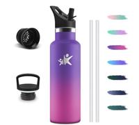 Gourde Isotherme avec Paille, 750ml Bouteille d’Eau Filtrante Sans BPA | Gourde 2 Pailles, Restent une Température Jusqu'à 12 Heures, Anti-Fuite Bouteille pour École le bureau ou le sport