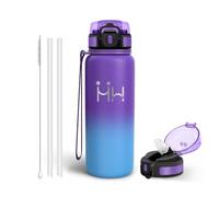Gourde Isotherme avec Paille, 750ml en Inox 18/8 Portable Bouteille d’Eau | Gourde 6 Pailles et 1 Brosse à Paille, Restent une Température Jusqu'à 12 Heures, Bouteille pour École le bureau ou le sport