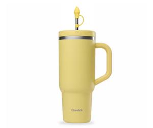 Gourde Isotherme Avec Paille Et Embout - Travel Cup Jaune Citron - 90 Cl - Qwetch