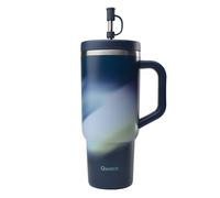 Gourde Isotherme Avec Paille Travel Cup Aura Bleu Nuit - 90 Cl - Qwetch