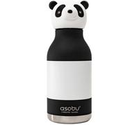 Asobu Bestie Gourde isotherme en acier inoxydable pour enfant avec paille - 420 ml - Avec tête de panda - Anti-fuite et sans BPA