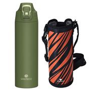 Gourde isotherme bouteille thermos - 1000 ml - Inox - Vert - Avec sac de transport