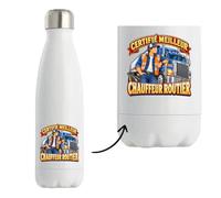 Gourde Isotherme Certifié meilleur chauffeur routier | modèle 1 | Bouteille Inox Double Paroi 500 ml Froid 24 h Chaud 12 h | Sport Bureau Randonnée Vélo | Idée Cadeau Noël Départ