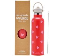 Gourde isotherme coeurs roses (600 ml)