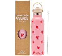 Gourde isotherme coeurs rouges (600 ml)