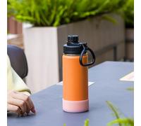Gourde isotherme de 16 oz avec couvercle à bec verseur - Gourde de sport en acier inoxydable à large ouverture isotherme pour la rentrée scolaire - Flacon d’eau de voyage réutilisable en métal