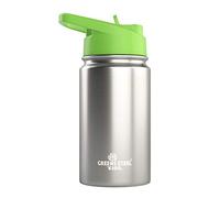 Gourde Isotherme Enfant 350ml, Argenté I Anti-Fuite avec Paille et Poignée I 12h Froid I Isolation, Double Paroi Acier Inoxydable I Tasse Enfants Facile à Boire I Bouteille Eau Enfant I Écologique