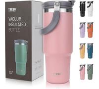 Gourde isotherme Famanu de 900 ml avec couvercle et paille - Rose