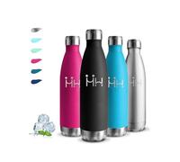 Gourde Isotherme, Gourde 500ml, Sans BPA, Gourd Enfant, 24h Froid & 12h Chaud, Gourd Inox, Anti Fuite, Gourdes Metal, Facile à Transporter, Bouteille d'eau pour École, Bureau, Voyage, Camping, Noir