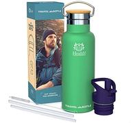 Gourde Isotherme Inox 500 ml 24h Froid 12h Chaud Sans BPA, Étanche, Double Paroi Housse Néoprène + 2 Bouchons (Sport & Hermétique) Bouteille Sport, Voyage, Bureau