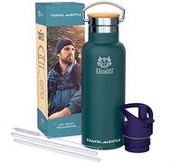Gourde Isotherme Inox 500 ml 24h Froid 12h Chaud Sans BPA, Étanche, Double Paroi Housse Néoprène + 2 Bouchons (Sport & Hermétique) Bouteille Sport, Voyage, Bureau