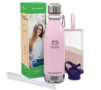 Gourde Isotherme Inox 500 ml 24h Froid 12h Chaud Sans BPA, Étanche, Double Paroi + Housse Néoprène + Mousqueton + Pailles Silicone | Bouteille Sport, Voyage, Bureau