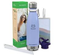 Gourde Isotherme Inox 500 ml 24h Froid 12h Chaud Sans BPA, Étanche, Double Paroi + Housse Néoprène + Mousqueton + Pailles Silicone | Bouteille Sport, Voyage, Bureau