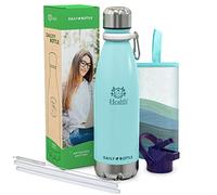 Gourde Isotherme Inox 500 ml 24h Froid 12h Chaud Sans BPA, Étanche, Double Paroi + Housse Néoprène + Mousqueton + Pailles Silicone | Bouteille Sport, Voyage, Bureau