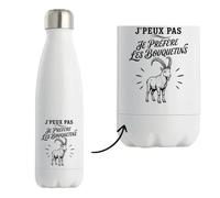 Gourde Isotherme J’peux pas je préfère les Bouquetins J'peux pas minimaliste | Bouteille Inox Double Paroi 500 ml Froid 24 h Chaud 12 h | Sport Bureau Randonnée Vélo | Cadeau Homme Femme Anniversaire