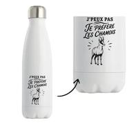 Gourde Isotherme J’peux pas je préfère les Chamois J'peux pas minimaliste | Bouteille Inox Double Paroi 500 ml Froid 24 h Chaud 12 h | Sport Bureau Randonnée Vélo | Cadeau Homme Femme Anniversaire