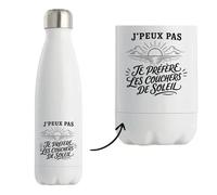 Gourde Isotherme J’peux pas je préfère les Couchers de soleil J'peux pas minimaliste | Bouteille Inox Double Paroi 500 ml Froid 24 h Chaud 12 h | Sport Bureau Randonnée Vélo