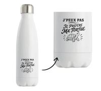 Gourde Isotherme J’peux pas je préfère ma Tortue J'peux pas minimaliste | Bouteille Inox Double Paroi 500 ml Froid 24 h Chaud 12 h | Sport Bureau Randonnée Vélo | Cadeau Homme Femme Anniversaire