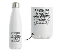 Gourde Isotherme J’peux pas je préfère mes Oiseaux J'peux pas minimaliste | Bouteille Inox Double Paroi 500 ml Froid 24 h Chaud 12 h | Sport Bureau Randonnée Vélo | Cadeau Homme Femme Anniversaire