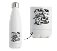 Gourde Isotherme J’peux pas je suis Agent immobilier J'peux pas minimaliste | Bouteille Inox Double Paroi 500 ml Froid 24 h Chaud 12 h | Sport Bureau Randonnée Vélo | Cadeau Homme Femme Anniversaire