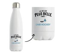 Gourde Isotherme La vie est plus belle avec l'air hockey | modèle 2 | Bouteille Inox Double Paroi 500 ml Froid 24 h Chaud 12 h | Sport Bureau Randonnée Vélo | Idée Cadeau Noël Départ