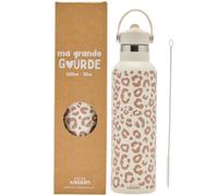 Gourde Isotherme Léopard Marron (600 Ml) Ecru, Marron TU