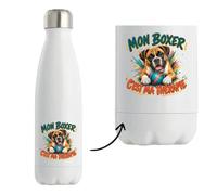 Gourde Isotherme Mon boxer c'est ma thérapie | Bouteille Inox Double Paroi 500 ml Froid 24 h Chaud 12 h | Sport Bureau Randonnée Vélo | Cadeau Homme Femme Anniversaire