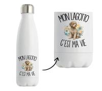 Gourde Isotherme Mon Lagotto c'est ma vie | Bouteille Inox Double Paroi 500 ml Froid 24 h Chaud 12 h | Sport Bureau Randonnée Vélo | Cadeau Propriétaire Chien Homme Femme Anniversaire