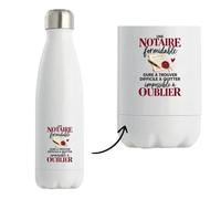 Gourde Isotherme Notaire | Bouteille Inox Double Paroi 500 ml Froid 24 h Chaud 12 h | Sport Bureau Randonnée Vélo | Idée Cadeau Noël Départ