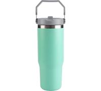 Gourde isotherme Unyqoos®, en acier inoxydable à double paroi, 880 ml – 9 x 24,5 cm, avec anse, couvercle étanche avec paille, conserve les boissons froides pendant 24 heures et chaudes pendant 8 heur