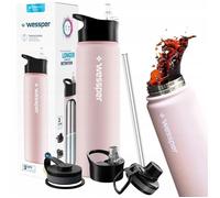Gourde Isotherme WESSPER ACTIVEMAX STEELINE avec 3 bouchons 700ml - Rose