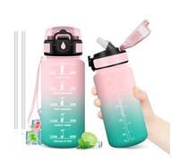 Gourde Motivation 500ml, Gourde avec Paille sans BPA, Bouteille d'eau de Motivation avec Marqueur de Temps, Étanche et Réutilisable, Bouteille Réutilisable pour l'école, Sport, Bureau, Yoga, Camping