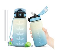 Gourde Motivation 500ml, Gourde avec Paille sans BPA, Bouteille d'eau de Motivation avec Marqueur de Temps, Étanche et Réutilisable, Bouteille Réutilisable pour l'école, Sport, Bureau, Yoga, Camping