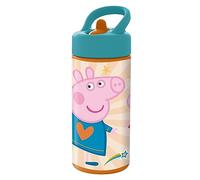 Gourde Peppa Wutz pour Enfants, Bouteille d'eau avec Paille intégrée, contenance env. 410 ML, Anti-Fuite, pour l'école, Le Sport et Les Loisirs, 35142, Multicoloured