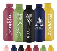 Gourde Personnalisée Bouteille d'Eau Gravée Avec Nom Bouteille d'Eau Isolée En Acier Inoxydable 500ml Pour l'École Le Bureau Et Le Sport