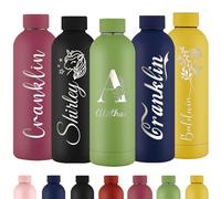 Gourde Personnalisée Bouteille d'Eau Gravée Avec Nom Bouteille d'Eau Isolée En Acier Inoxydable 500ml Pour l'École Le Bureau Et Le Sport