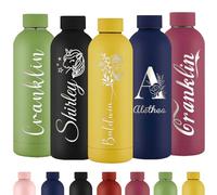Gourde Personnalisée Bouteille d'Eau Gravée Avec Nom Bouteille d'Eau Isolée En Acier Inoxydable 500ml Pour l'École Le Bureau Et Le Sport
