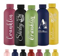 Gourde Personnalisée Bouteille d'Eau Gravée Avec Nom Bouteille d'Eau Isolée En Acier Inoxydable 500ml Pour l'École Le Bureau Et Le Sport