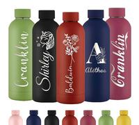 Gourde Personnalisée Bouteille d'Eau Gravée Avec Nom Bouteille d'Eau Isolée En Acier Inoxydable 500ml Pour l'École Le Bureau Et Le Sport