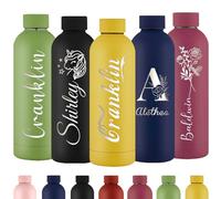 Gourde Personnalisée Bouteille d'Eau Gravée Avec Nom Bouteille d'Eau Isolée En Acier Inoxydable 500ml Pour l'École Le Bureau Et Le Sport