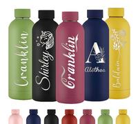 Gourde Personnalisée Bouteille d'Eau Gravée Avec Nom Bouteille d'Eau Isolée En Acier Inoxydable 500ml Pour l'École Le Bureau Et Le Sport