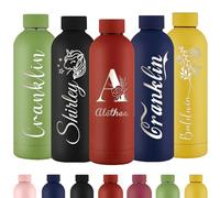 Gourde Personnalisée Bouteille d'Eau Gravée Avec Nom Bouteille d'Eau Isolée En Acier Inoxydable 500ml Pour l'École Le Bureau Et Le Sport