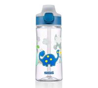Sigg - Gourde Enfant avec Paille En Tritan - Miracle Dinosaur - Étanche - Passe au Lave-Vaisselle & Micro-ondes - Résiste aux Chocs - Sans BPA - Pour École & Sport - Bleu Motif Dinosaure - 0,45L