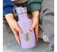 Lässig – Gourde enfant Little Gang Coeur – Inox 500 ml sans BPA anti-fuite mauve